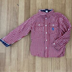 U.S. POLO ASSN. Red and White Plaid Long Sleeves Boys Shirt  Size 5
